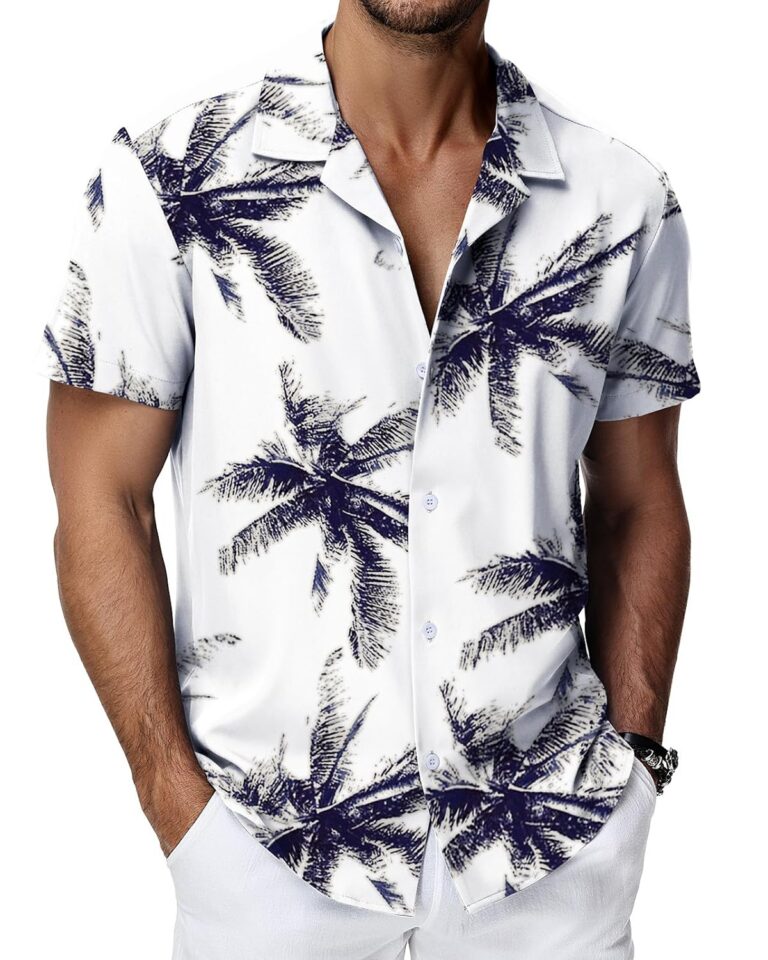 HMIYA Mens Hawaiian Shirts Short Sleeve Button Up Chemise Homme S-3XL
