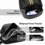 Hoedia Sports Drawstring Backpack - String Swim Gym Bag with Shoes Compartment and Wet Proof Pocket for Women/Men