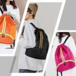 Hoedia Sports Drawstring Backpack - String Swim Gym Bag with Shoes Compartment and Wet Proof Pocket for Women/Men