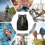 Hoedia Sports Drawstring Backpack - String Swim Gym Bag with Shoes Compartment and Wet Proof Pocket for Women/Men