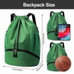 Hoedia Sports Drawstring Backpack - String Swim Gym Bag with Shoes Compartment and Wet Proof Pocket for Women/Men