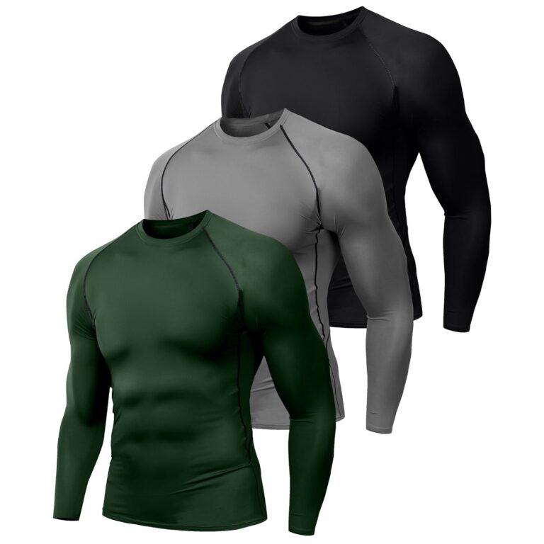 Holure Men's (Pack of 1 or 3 or 5) Cool Dry Compression Short/Long Sleeve Sports Baselayer T-Shirts Tops