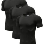 Holure Men's (Pack of 1 or 3 or 5) Cool Dry Compression Short/Long Sleeve Sports Baselayer T-Shirts Tops