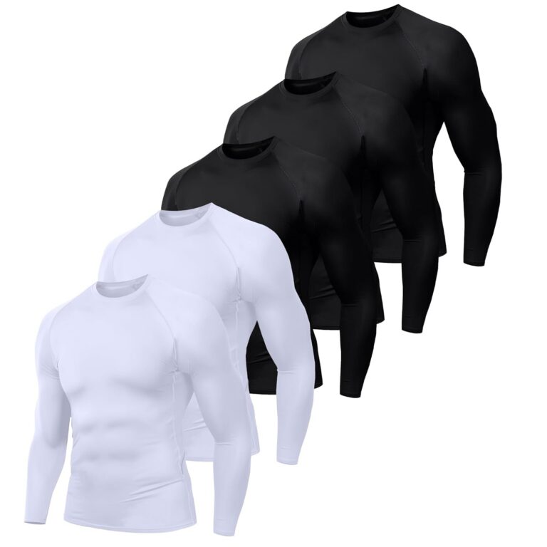 Holure Men's (Pack of 1 or 3 or 5) Cool Dry Compression Short/Long Sleeve Sports Baselayer T-Shirts Tops