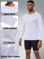 Holure Men's (Pack of 1 or 3 or 5) Cool Dry Compression Short/Long Sleeve Sports Baselayer T-Shirts Tops