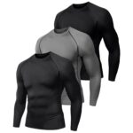 Holure Men's (Pack of 1 or 3 or 5) Cool Dry Compression Short/Long Sleeve Sports Baselayer T-Shirts Tops