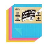 HOMEXCEL 10 Pack Swedish Dish Clothes, Reusable Sponge Cloth, for Kitchen, Counters & Washing Dishes, Highly Absorbent,3 Colors Assorted