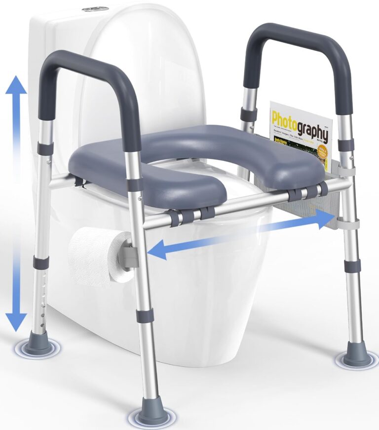 HOMLAND Toilet Seat Risers for Seniors,Raised Toilet Seat with Handles & Padded Seat, Adjustable Height & Width, 400lb Elevated Toilet Seat for Elderly, Handicap, Fit Any Toilet