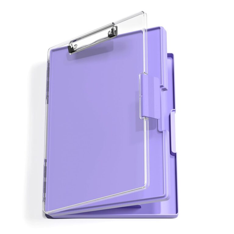 Hongri Clipboard with Storage, Purple 8.5 x 11 Folder Nursing Side Opening, Heavy Duty with Dual Compartment, Dry Erase Clear Cover, Smooth Writing for Teachers, Classroom,...