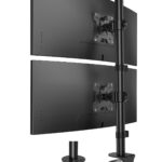 HUANUO Vertical Dual Monitor Mount for 17–32 Inch Screens, 17.6 lbs Capacity Each, Extra Tall Stacked Monitor Stand with Height Adjustment and C-Clamp,Gaming Monitor Arm