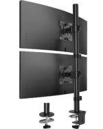 HUANUO Vertical Dual Monitor Mount for 17–32 Inch Screens, 17.6 lbs Capacity Each, Extra Tall Stacked Monitor Stand with Height Adjustment and C-Clamp,Gaming Monitor Arm