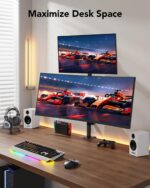 HUANUO Vertical Dual Monitor Mount for 17–32 Inch Screens, 17.6 lbs Capacity Each, Extra Tall Stacked Monitor Stand with Height Adjustment and C-Clamp,Gaming Monitor Arm