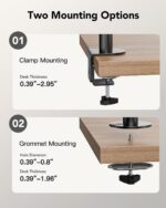 HUANUO Vertical Dual Monitor Mount for 17–32 Inch Screens, 17.6 lbs Capacity Each, Extra Tall Stacked Monitor Stand with Height Adjustment and C-Clamp,Gaming Monitor Arm