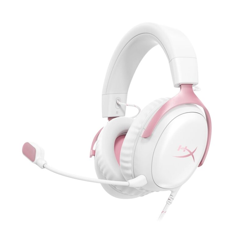 HyperX Cloud III – Wired Gaming Headset, PC, PS5, Xbox Series X|S, Angled 53mm Drivers, DTS, Memory Foam, Durable Frame, Ultra-Clear 10mm Mic, USB-C, USB-A, 3.5mm – Pink
