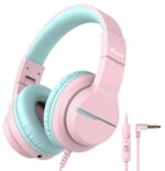 iClever HS19 Kids Headphones with Microphone, Volume Limiter 74/85dBA, Sharing Function Stereo Headphones for Kids Girls Boys, Foldable Over-Ear for Online...