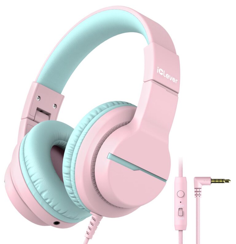 iClever HS19 Kids Headphones with Microphone, Volume Limiter 74/85dBA, Sharing Function Stereo Headphones for Kids Girls Boys, Foldable Over-Ear for Online...
