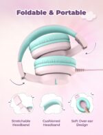 iClever HS19 Kids Headphones with Microphone, Volume Limiter 74/85dBA, Sharing Function Stereo Headphones for Kids Girls Boys, Foldable Over-Ear for Online...