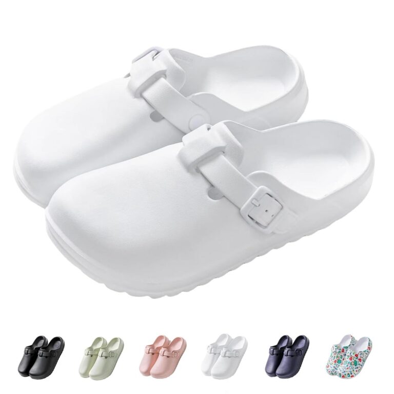 IDEINER Garden Clogs Shoes for Women Men Slip on Mules Sandal Lightweight Nurse Kitchen Clogs Soft Bottom Adjustable Buckle Ladies Clogs Work Shoes Size 5.5-12 Women/4.5-10 Men
