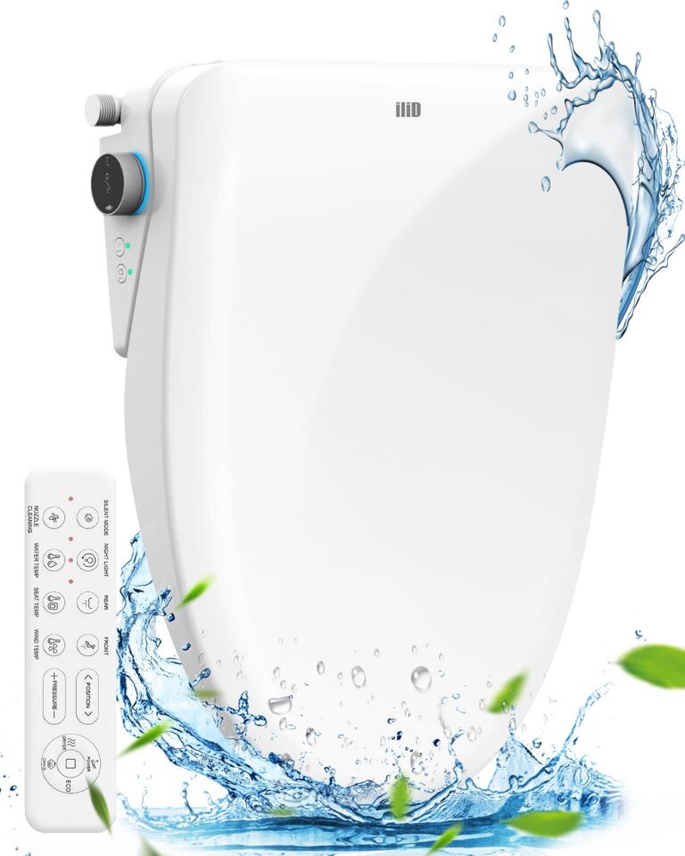 iliD Electric Bidet Bidet, Toilet Seat, Elongated Ecoseat with Four Cleaning Modes, Adjustable Angle and Pressure, Remote Control, Slow Close Lid, Easy Installation, 2 Year...