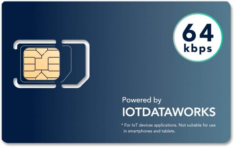 IoTDataWorks Unlimited IoT Sim Card w/ 12 Month Prepaid Service | No Contract, Limits | 64kbps | CAT1, 4G LTE/3G/2G | No Voice/SMS/Streaming | USA