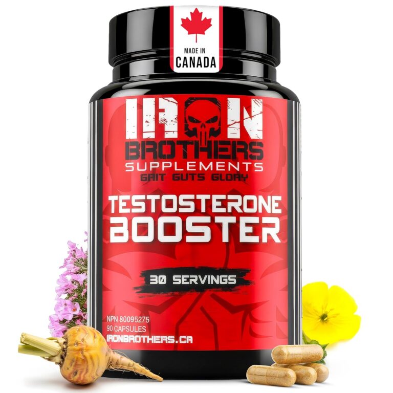 Iron Brothers Supplements Testosterone Booster for Men – Tongkat Ali, Tribulus, Ashwagandha & DIM – Muscle Growth & Estrogen Balance – High Strength Zinc – Made in Canada – 90...