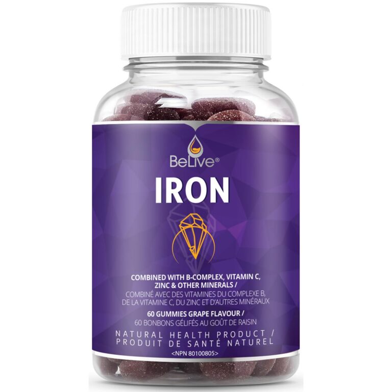 Iron Gummies Supplement with Vitamin C, A, Vitamins B Complex, Folate, Multivitamins for Women, Kids & Adults - Supports Energy, No After Taste, Vegan Supplements - Grape Flavor...