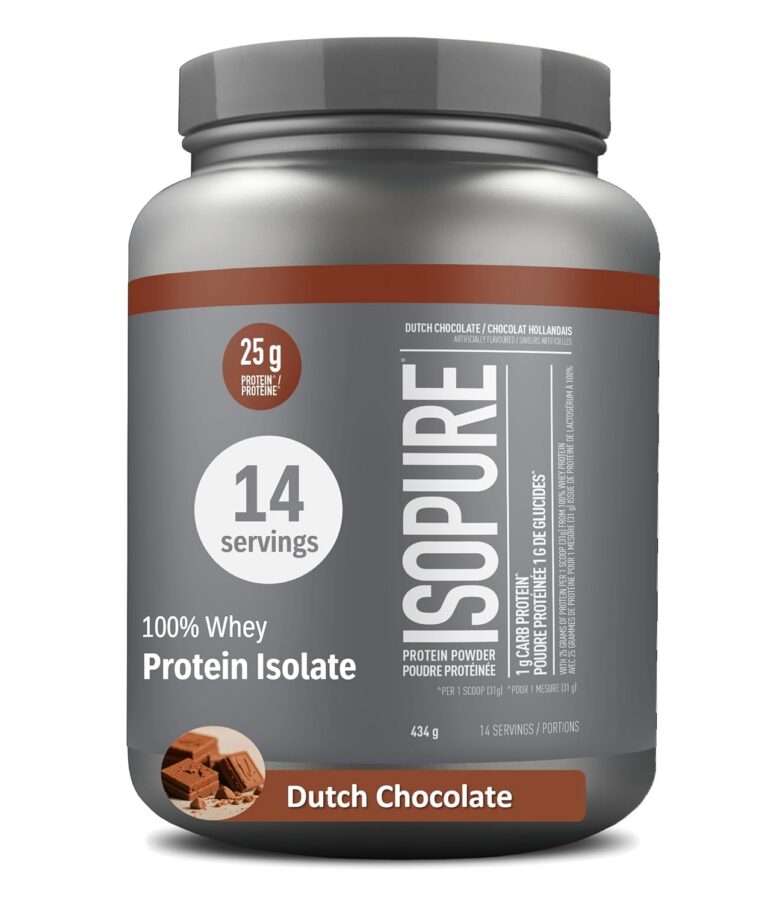 Isopure Zero Carb Protein Powder - Dutch Chocolate - 100% Whey Protein Isolate - 25 grams/serving, Low Carbs, Sugar Free, Lactose Free (434g) - 14 servings