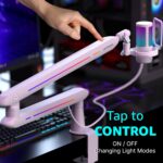 IXTECH RGB Low Profile Boom Arm for Mic, Adjustable Microphone Arm Stand with Desk Mount Clamp, Rotatable Microphone Boom Arm Mic Stand with Cable Management for Podcast...