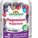 Jamieson 100% Pure Magnesium Bisglycinate 20 mg Gummies Cranberry Grape Flavour, Not Blended, Magnesium Oxide Free, Supports Bone Development and Muscle Function, Source of...