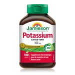 Jamieson Extra Strength Potassium 100 mg Timed Release, Supports Muscle and Nerve Function, Electrolyte Support, and Helps Prevent Potassium Deficiency. Vegetarian, Gluten-Free,...