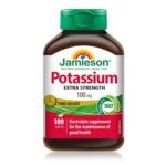 Jamieson Extra Strength Potassium 100 mg Timed Release, Supports Muscle and Nerve Function, Electrolyte Support, and Helps Prevent Potassium Deficiency. Vegetarian, Gluten-Free,...