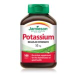 Jamieson Potassium 50 mg, Supports Muscle and Nerve Function, Electrolyte Support, and Helps Prevent Potassium Deficiency. Vegetarian, Non-GMO, Gluten-Free, 100 Tablets, Proudly...
