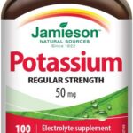 Jamieson Potassium 50 mg, Supports Muscle and Nerve Function, Electrolyte Support, and Helps Prevent Potassium Deficiency. Vegetarian, Non-GMO, Gluten-Free, 100 Tablets, Proudly...