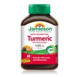 Jamieson Turmeric 4,000 mg, with Black Pepper, Provides Natural Joint Pain Relief, Supports Inflammation, and Helps with Digestion. High Absorption, NON-GMO, Gluten-Free, 60...