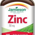 Jamieson Ultra Strength Zinc 50 mg, Supports Immune Health, Tissue Formation, and Healthy Skin. Vegetarian, Non-GMO, Gluten-Free, 100 Tablets, Proudly Canadian