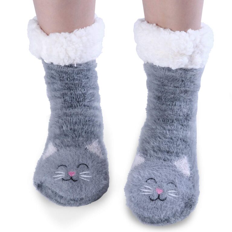 Jeasona Silpper Socks Women Fuzzy Warm Reading Socks Cat Gifts for Cat Lovers Women Christmas