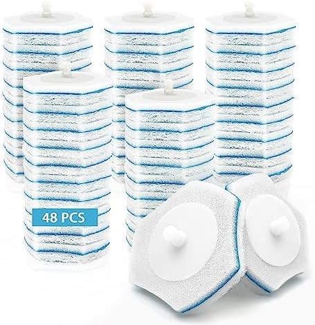 JEHONN Disposable Toilet Bowl Brush Refills 48 Packs, Bathroom Scrubber Wand Replacement Cleaner Pads for Sink Bathtub Wash Basin Mop Pool (Only Fits for JEHONN)