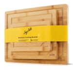 JoyJolt Bamboo Cutting Boards - Large & Small Wooden Board - Serving Cheese, Bread or Chopping Boards. Non-Slip