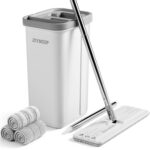 JOYMOOP Hands Free Flat Floor Mop and Bucket with Wringer Set, 3 Washable Microfiber Mops, Wet and Dry Use, Floor Cleaning System