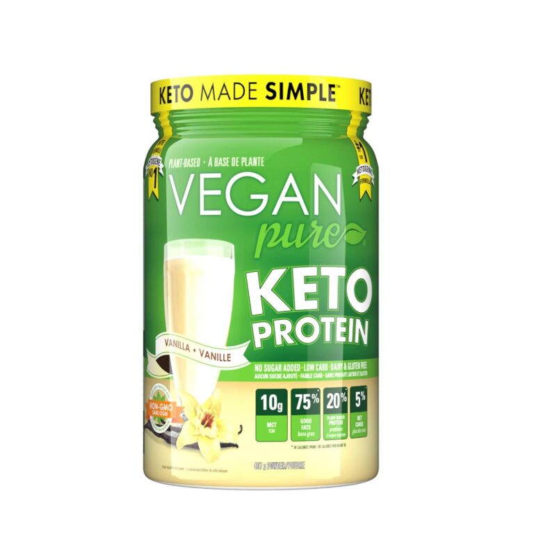 Keto Protein Powder with 10g MCT Per Scoop, Dairy & Sugar Free, 1g Net Carb, Helps Ketosis, Vanilla Flavour, Lactose Free, Plant Based Keto Protein Powder by Vegan Pure - 407g