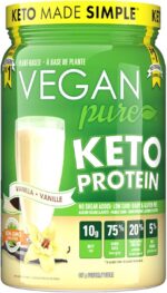 Keto Protein Powder with 10g MCT Per Scoop, Dairy & Sugar Free, 1g Net Carb, Helps Ketosis, Vanilla Flavour, Lactose Free, Plant Based Keto Protein Powder by Vegan Pure - 407g