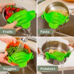 Kitchen Gizmo Silicone Clip On Strainer - Adjustable, Snap N Strain Kitchen Gadget for Pots, Pans and Pasta Bowls - Collapsible Colander for Veggies, Fruits and Pasta -...