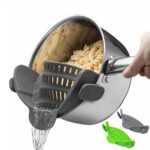 Kitchen Gizmo Silicone Clip On Strainer - Adjustable, Snap N Strain Kitchen Gadget for Pots, Pans and Pasta Bowls - Collapsible Colander for Veggies, Fruits and Pasta -...