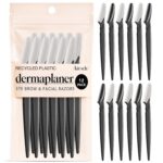 Kitsch Dermaplane Razor for Women Face – Face Razors for Women & Men, Eyebrow Trimmer & Face Shaver – Exfoliating Facial Razor & Skin Care Tool for Smoother Skin - Black, 12 pcs