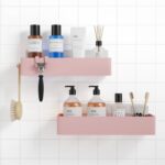 Kitsure Large Shower Caddy - 2 Pack Adhesive Shower Organizer, Drill-Free Shower Shelves for Inside Shower, Rustproof Bathroom Shelf Shower Shelf for Bathroom, Pink