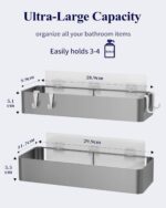 Kitsure Large Shower Caddy - 2 Pack Adhesive Shower Organizer, Drill-Free Shower Shelves for Inside Shower, Rustproof Bathroom Shelf Shower Shelf for Bathroom, Silver