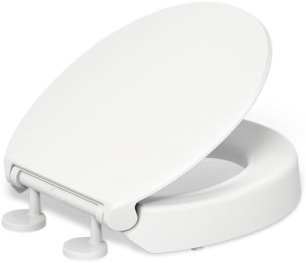 KOHLER Hyten Elevated Quiet-Close Round-Front Toilet Seat, White