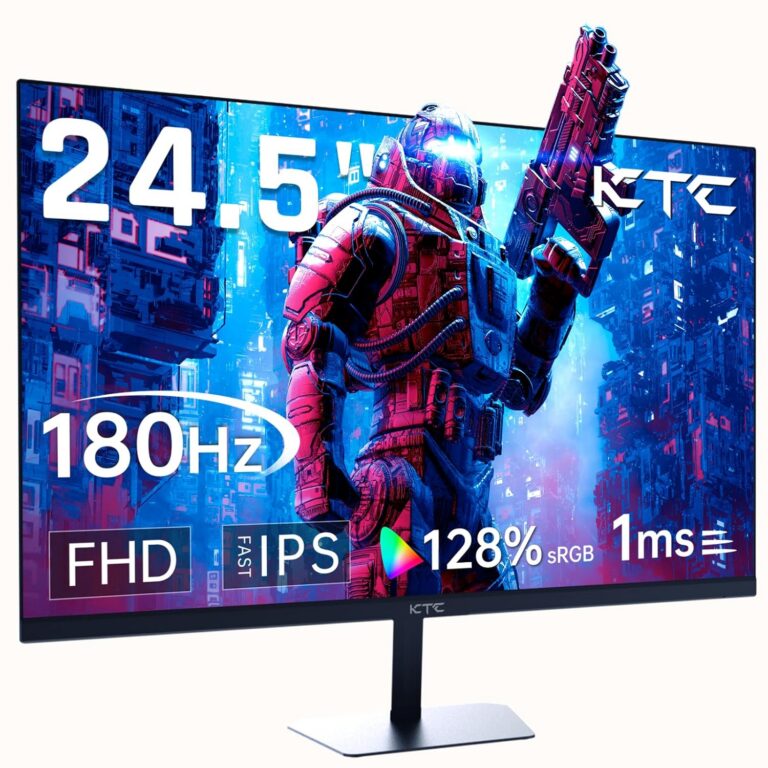 KTC 24.5'' Gaming Monitor 180Hz FHD,Fast IPS 1080P 1 ms, 128% sRGB HDR10,Freesync HDMI x 2 /DP x 1 VESA Tilt Adjustable Xbox PS5 Switch (HDMI Cable Included)