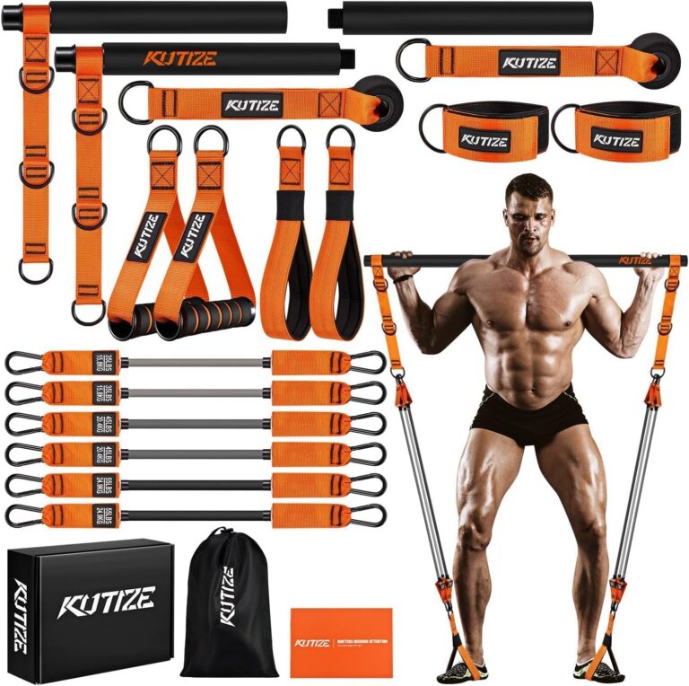 KUTIZE Pilates Bar Kit with Resistance Bands, 270lbs Heavy Duty Pilates Equipment for Men, Strength Training Bar for Legs, Hip, Back, Arm, Abs, Chest, Portable Home Gym Full...