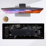 KuZaiALi Black Grey World Map Mouse Pad (Bouns: Coaster+Bag) 31.5x11.8 Inch 3mm Thick Extended Gaming Mousepad Non-Slip Water-Proof Keyboard Pad (Black Grey World Map)